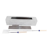Tabletop Fire Pit Rectangle Concrete Grey Stainless Steel Liner with Lid Sticks Small Portable Fireplace for Indoor In Australia - Darrahopens