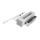 Tabletop Fire Pit Rectangle Concrete Grey Stainless Steel Liner with Lid Sticks Small Portable Fireplace for Indoor