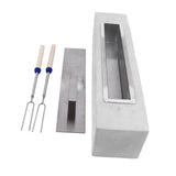 Tabletop Fire Pit Rectangle Concrete Grey Stainless Steel Liner with Lid Sticks Small Portable Fireplace for Indoor
