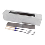 Tabletop Fire Pit Rectangle Concrete Grey Stainless Steel Liner with Lid Sticks Small Portable Fireplace for Indoor