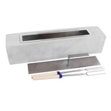 Tabletop Fire Pit Rectangle Concrete Grey Stainless Steel Liner with Lid Sticks Small Portable Fireplace for Indoor