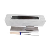Tabletop Fire Pit Rectangle Concrete Grey Stainless Steel Liner with Lid Sticks Small Portable Fireplace for Indoor
