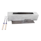 Tabletop Fire Pit Rectangle Concrete Grey Stainless Steel Liner with Lid Sticks Small Portable Fireplace for Indoor