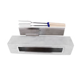 Tabletop Fire Pit Rectangle Concrete Grey Stainless Steel Liner with Lid Sticks Small Portable Fireplace for Indoor
