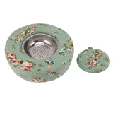 Moxibustion Cushion Rotatable Temperature Control Round Warm Moxa Cone Box Holder Moxibustion Sit Chair for Health Care Meditation Relaxation Floral Green