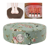Moxibustion Cushion Rotatable Temperature Control Round Warm Moxa Cone Box Holder Moxibustion Sit Chair for Health Care Meditation Relaxation Floral Green