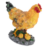 Hen Garden Statue with Small Chicks Hen Fairy Garden Accessories Resin Chick Hen Figurine for Landscape Desk Decor Brown M