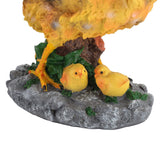 Hen Garden Statue with Small Chicks Hen Fairy Garden Accessories Resin Chick Hen Figurine for Landscape Desk Decor Brown M