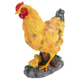Hen Garden Statue with Small Chicks Hen Fairy Garden Accessories Resin Chick Hen Figurine for Landscape Desk Decor Brown M
