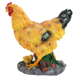Hen Garden Statue with Small Chicks Hen Fairy Garden Accessories Resin Chick Hen Figurine for Landscape Desk Decor Brown M