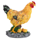 Hen Garden Statue with Small Chicks Hen Fairy Garden Accessories Resin Chick Hen Figurine for Landscape Desk Decor Brown M