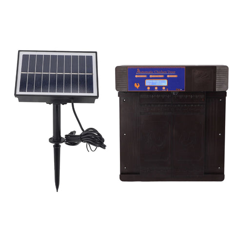 Automatic Chicken Coop Door Opener Anti Pinch IP45 Waterproof Solar Powered Poultry Coop Door with Timer Dark Brown