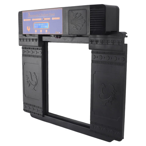 Solar Automatic Chicken Coop Door Professional Infrared Prevents Pinch Multi Modes Auto Coop Door with Timer Light Sensor and Remote Control Black