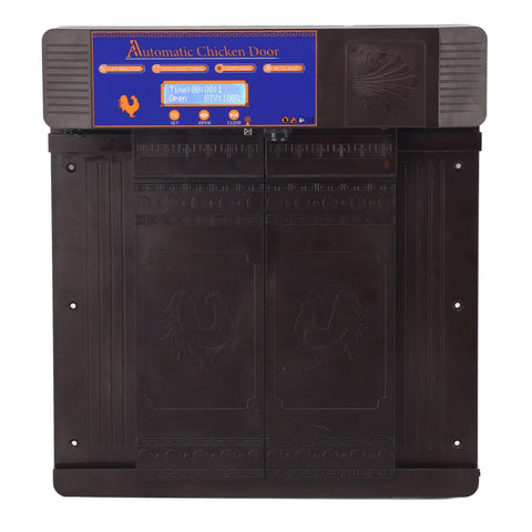 Solar Automatic Chicken Coop Door Professional Infrared Prevents Pinch Multi Modes Auto Coop Door with Timer Light Sensor and Remote Control Dark Brown