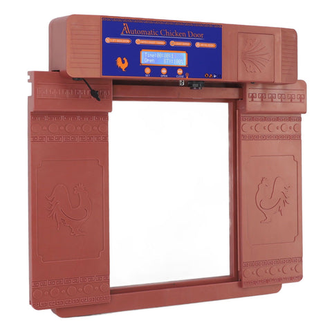Solar Automatic Chicken Coop Door Professional Infrared Prevents Pinch Multi Modes Auto Coop Door with Timer Light Sensor and Remote Control Bronze