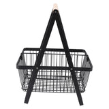 Countertop Fruit Basket Large Capacity Portable Modern Metal Rectangle Basket with Wooden Handle for Gardening Tool Snack Black In Australia - Darrahopens