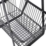 Countertop Fruit Basket Large Capacity Portable Modern Metal Rectangle Basket with Wooden Handle for Gardening Tool Snack Black