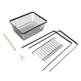 Countertop Fruit Basket Large Capacity Portable Modern Metal Rectangle Basket with Wooden Handle for Gardening Tool Snack Black In Australia - Darrahopens
