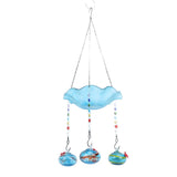 Hummingbird Feeder Bird Bath for Outdoors 2 In 1 Hanging Solar Bird Bath Fountain with 3 Feeder Pots for Small Birds