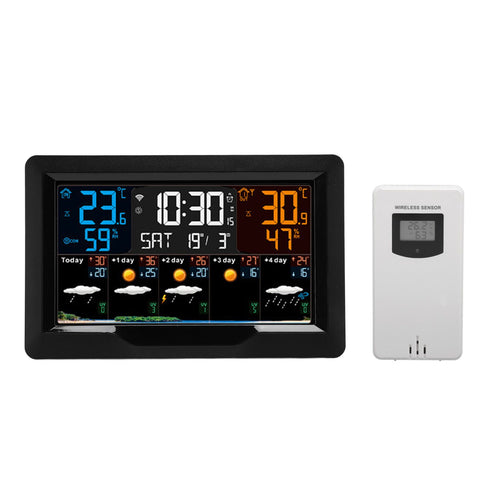 Smart Weather Clock WiFi Wireless Digital Weather Clock for Temperature Humidity Barometric Pressure Wind and Frost Alarms Time Date Weather 100‑240V US Plug In Australia - Darrahopens