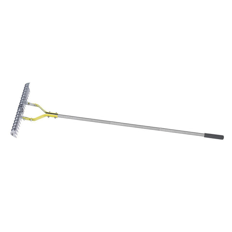 Thatch Rake 15in Wide Stainless Steel High Efficiency Ergonomic Dead Grass Rake for Fallen Leaves Dead Branches