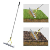 Thatch Rake 15in Wide Stainless Steel High Efficiency Ergonomic Dead Grass Rake for Fallen Leaves Dead Branches