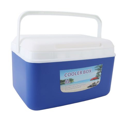 8L Insulated Portable Cooler Efficient Warm Cold Insulation Portable Hard Cooler Box Ice Cooler for Camping Picnic Beach Drink Beverage Fishing Blue