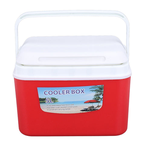5L Portable Cooler Box Large Capacity Multifunctional Keeps Food Freshness and Drink Cool Insulated Hard Cooler Case for Travel Car Red