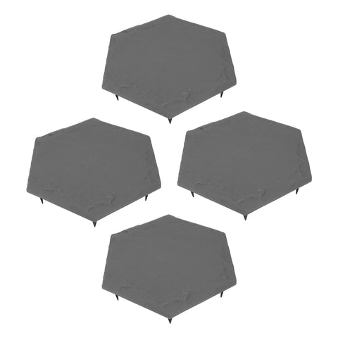 4pcs Stepping Stones Outdoor with 24pcs Ground Stakes Weather Resistant Decorative Stone for Garden Yard Lawn Pathway Walk Way Hex Gray