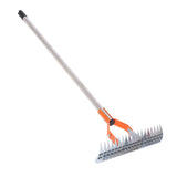 Thatch Rake 14.7 Inch Carbon Steel Stainless Steel Robust Lawn Dethatcher Rake with Handle for Cleaning Dead Grass Yard Garden 3 Sections