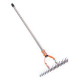 Thatch Rake 14.7 Inch Carbon Steel Stainless Steel Robust Lawn Dethatcher Rake with Handle for Cleaning Dead Grass Yard Garden 3 Sections