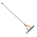 Thatch Rake 14.7 Inch Carbon Steel Stainless Steel Robust Lawn Dethatcher Rake with Handle for Cleaning Dead Grass Yard Garden 4 Sections