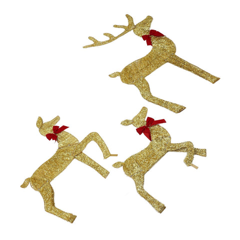 Deer Holiday Decoration Gold LED Easy Assembly 3 Piece Reindeer Family Decor for Xmas Festival Yard Decoration In Australia - Darrahopens