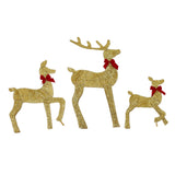 Deer Holiday Decoration Gold LED Easy Assembly 3 Piece Reindeer Family Decor for Xmas Festival Yard Decoration