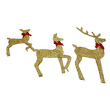 Deer Holiday Decoration Gold LED Easy Assembly 3 Piece Reindeer Family Decor for Xmas Festival Yard Decoration