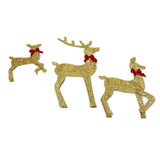 Deer Holiday Decoration Gold LED Easy Assembly 3 Piece Reindeer Family Decor for Xmas Festival Yard Decoration