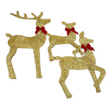 Deer Holiday Decoration Gold LED Easy Assembly 3 Piece Reindeer Family Decor for Xmas Festival Yard Decoration