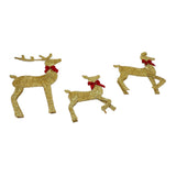 Deer Holiday Decoration Gold LED Easy Assembly 3 Piece Reindeer Family Decor for Xmas Festival Yard Decoration
