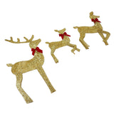 Deer Holiday Decoration Gold LED Easy Assembly 3 Piece Reindeer Family Decor for Xmas Festival Yard Decoration
