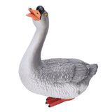 Goose Statue Figurine Resin Gray Goose Farm Animal Sculpture Desktop Ornament for Home Garden Patio Decoration