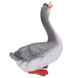Goose Statue Figurine Resin Gray Goose Farm Animal Sculpture Desktop Ornament for Home Garden Patio Decoration