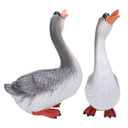 Goose Statue Figurine Resin Gray Goose Farm Animal Sculpture Desktop Ornament for Home Garden Patio Decoration