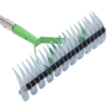 Thatch Rake Lawn Thatching Dethatcher Stainless Steel Metal Grass Grooming Yard Garden Soil Tool with Extension Rod
