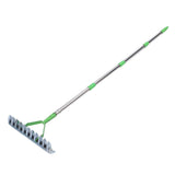 Thatch Rake Lawn Thatching Dethatcher Stainless Steel Metal Grass Grooming Yard Garden Soil Tool with Extension Rod