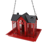 Bird Feeder House for Outside Mesh Wild Bird Feeder Large Capacity Weatherproof Bird Feeding Station Hanging for Garden Yard Squirrel Proof Red