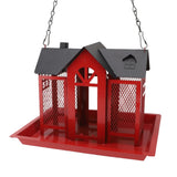 Bird Feeder House for Outside Mesh Wild Bird Feeder Large Capacity Weatherproof Bird Feeding Station Hanging for Garden Yard Squirrel Proof Red