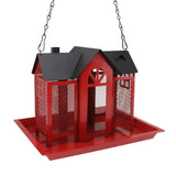 Bird Feeder House for Outside Mesh Wild Bird Feeder Large Capacity Weatherproof Bird Feeding Station Hanging for Garden Yard Squirrel Proof Red