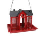 Bird Feeder House for Outside Mesh Wild Bird Feeder Large Capacity Weatherproof Bird Feeding Station Hanging for Garden Yard Squirrel Proof Red