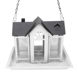Bird Feeder House for Outside Mesh Wild Bird Feeder Large Capacity Weatherproof Bird Feeding Station Hanging for Garden Yard Squirrel Proof White
