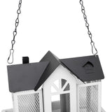 Bird Feeder House for Outside Mesh Wild Bird Feeder Large Capacity Weatherproof Bird Feeding Station Hanging for Garden Yard Squirrel Proof White